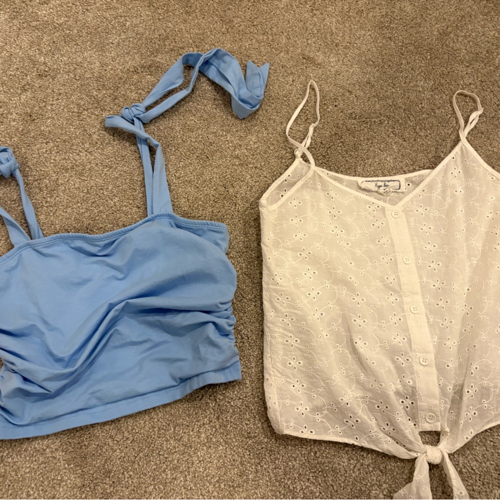Blue and white tops Xs